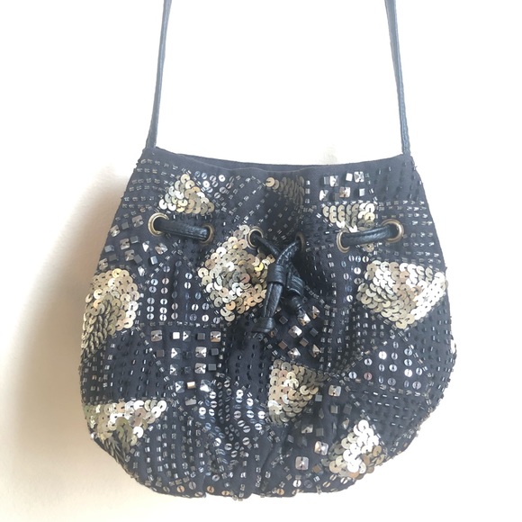 Anthropologie sequin bucket bag - Picture 3 of 5